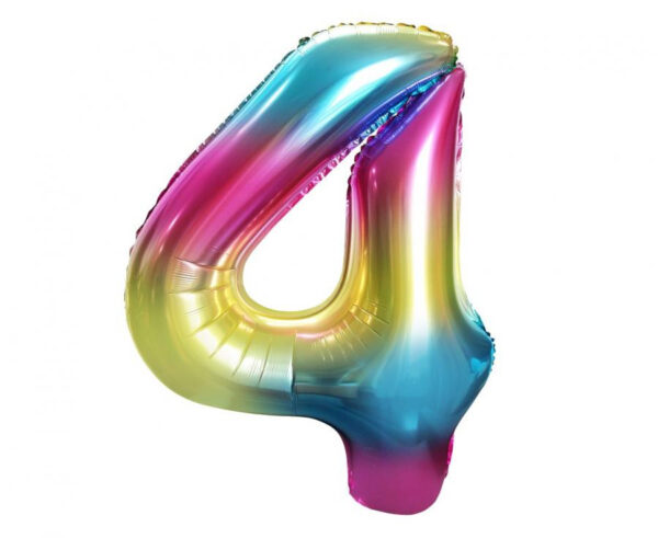 Number Rainbow nummer 4 folieballong 85 cm