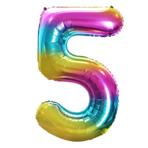 Number Rainbow Siffra 5 Folieballong 85 cm