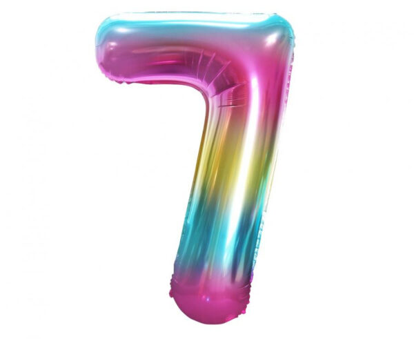 Number Rainbow siffran 7 folieballong 85 cm