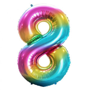 Number Rainbow, siffran 8 folieballong 85 cm