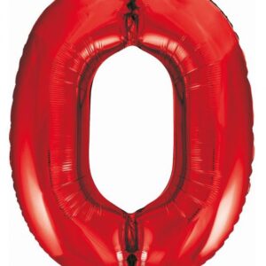 Number Red Röd Nummer 0 Folieballong 85 cm