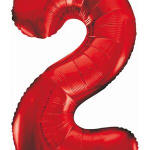 Röd Folieballong Siffra 2, 85 cm