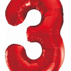 Number Red 3 Folieballong 85 cm