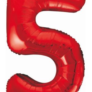 Röd siffra 5 folieballong 85 cm