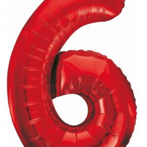 Röd siffra 6 folieballong 85 cm
