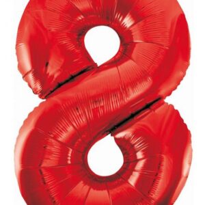 Number Red Röd siffra 8 folieballong 85 cm