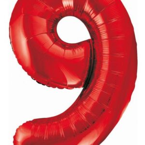 Röd Folieballong Siffra 9 85 cm