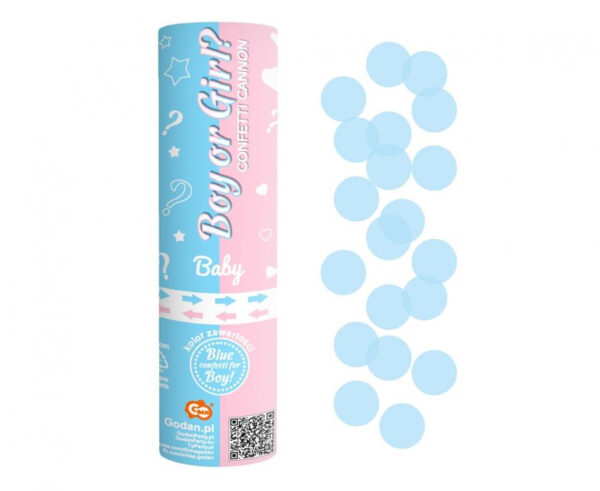 Confetti shooter 15 cm med blå konfetti