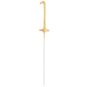 Number Guld 1 Gnistrande Tårtljus 17 cm