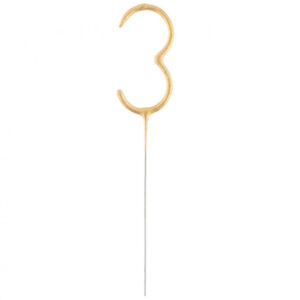 Number Gold 3 Sparkler 17 cm