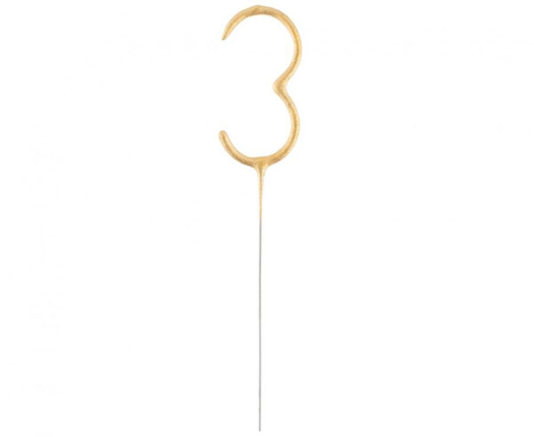 Number Gold Siffrasparkler 3, 17 cm
