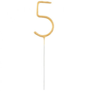 Number Gold 5 Gnistrande Tårtljus 17 cm