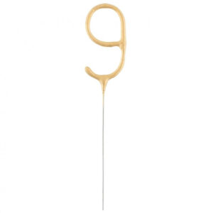Number Gold Nummer 9 Gnistrande Tårtljus 17 cm
