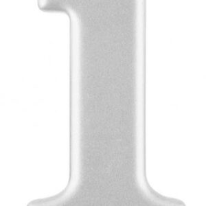 Siffra 1 metallisk silver tårtljus, firandeljus