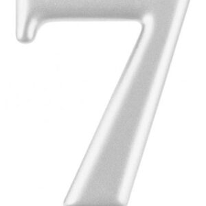 Siffra 7 metallisk silver tårtljus