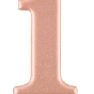 Siffra 1 metallisk roséguld tårtljus