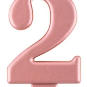Number Metallic Roséguld siffertårtljus 2
