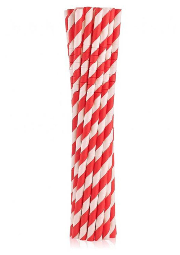 Colour Röda Randiga Flexibla Papperssugrör 12-pack