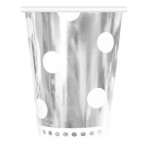 Colour B&C Polka Dots Silver pappersmuggar 6-pack 266 ml