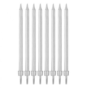 Färg Silver Födelsedagsljus Set, 8 st