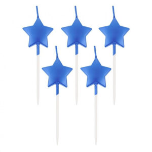 Star Metallic Blue Star, blå tårtljus, set med 5 st