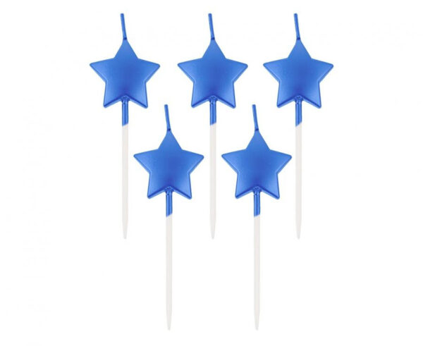 Star Metallic blå tårtljus, set med 5 st
