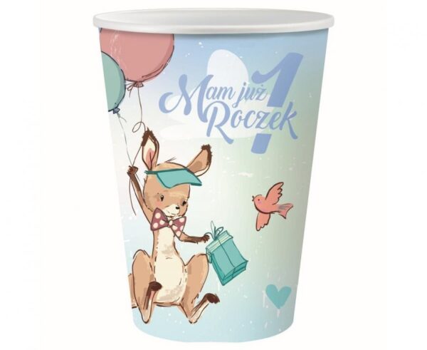 Kangaroo Första födelsedagen pappersmuggar 6-pack 270 ml
