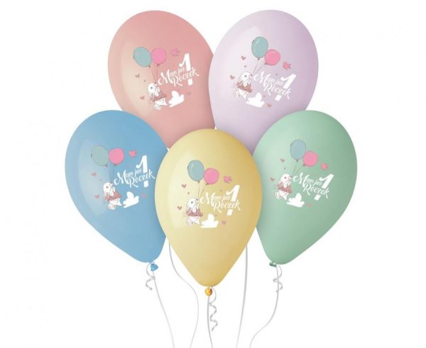 Happy Birthday Mam juz roczek Första födelsedagsballong, 5 st 33 cm
