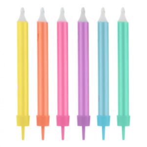Färgade jumbo neon tårtljus, set med 12 st