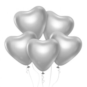 Love Platinum Silver Hjärtballong, 6 st 12 tum (30 cm)