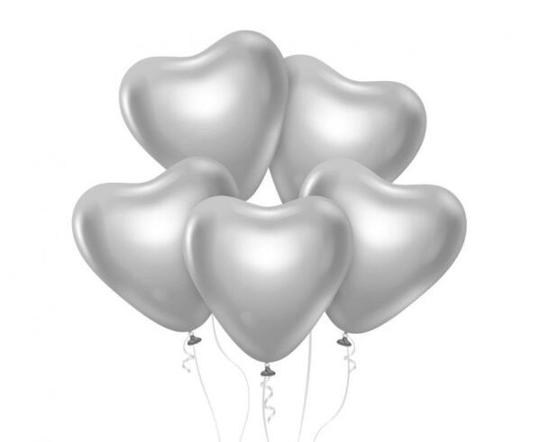 Love Platinum Silver Hjärtballong, 6 st 30 cm