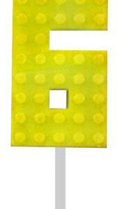 Blocks byggkloss tårtljus, siffra 6, gul, 5,5 cm