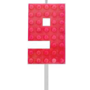 Blocks Red Blocks Röd Blockljus för Tårta, Siffra 9