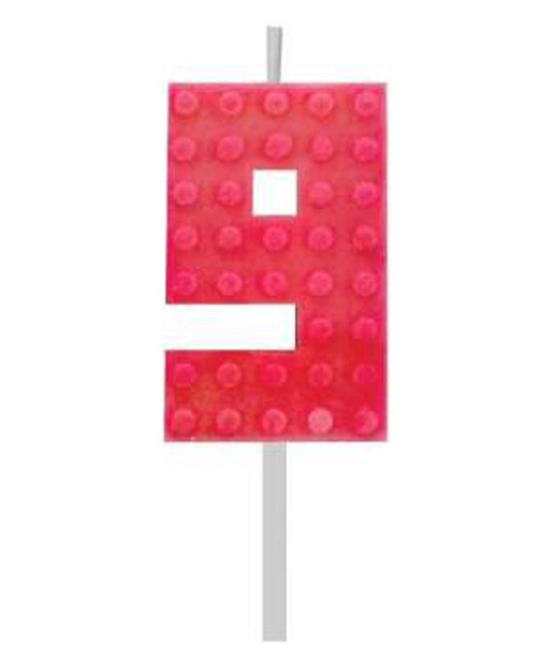 Blocks röd blockljus siffra 9 för tårta 5,5 cm