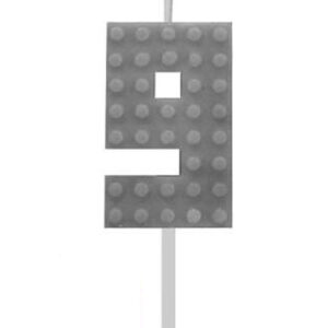 Blocks Grå Blocks Byggkloss 9 Grå Tårtljus, Sifferljus