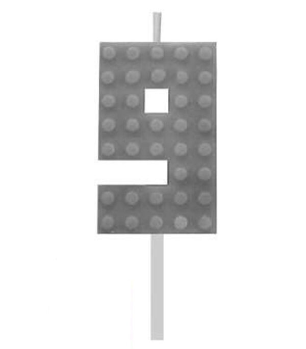 Blocks Grå Byggblock Siffertårtljus 9, 5,5 cm