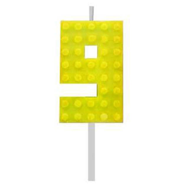 Blocks byggblock tårtljus nummer 9 gul 5,5 cm