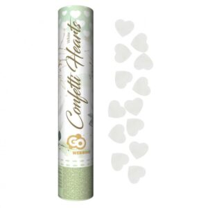 Wedding White Hearts, konfettikanon 30 cm