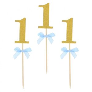 Happy Birthday blå 1-års dekorpinnar 10-pack