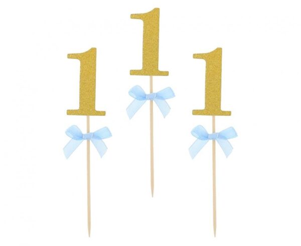 Happy Birthday blå 1-årsdekoration, 10 pinnar