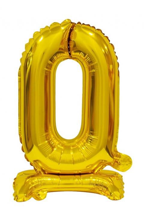 Number B&C Gold Mini Sifferballong 0 med Bas 38 cm