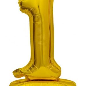 Number B&C Gold mini folieballong nummer 1 med bas 38 cm