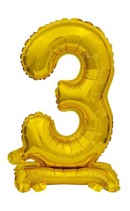 Number B&C Gold mini sifferballong 3 med bas 38 cm