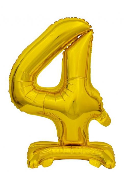 Number B&C Gold Mini Folieballong Siffra 4 med Bas 38 cm