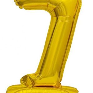 Number B&C Gold mini folieballong nummer 7 med bas 38 cm