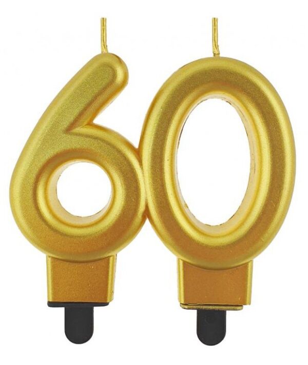 Födelsedagsljus guld nummer 60, 8 cm