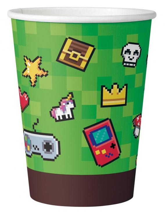 Gamer Game On Pappersmuggar Set om 6, 200 ml