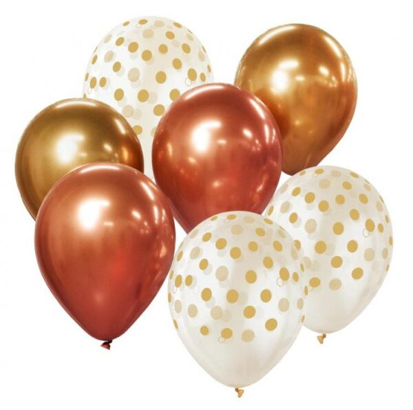 Colour Gold-Copper Ballongset, 7 delar 30 cm