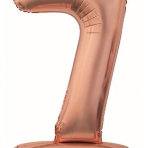 Siffra 7 Folieballong i Roséguld med Bas 74 cm