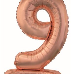 Sifferballong Roséguld Siffra 9 med bas 74 cm